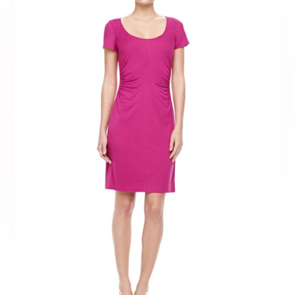 Diane von Furstenberg Bally Short Sleeve Ruched Dress size L